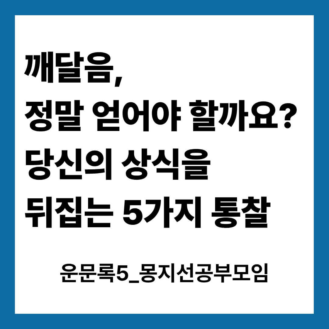 깨달음 정말 얻어야 할까요 당신의 상식을 뒤집는 5가지 통찰