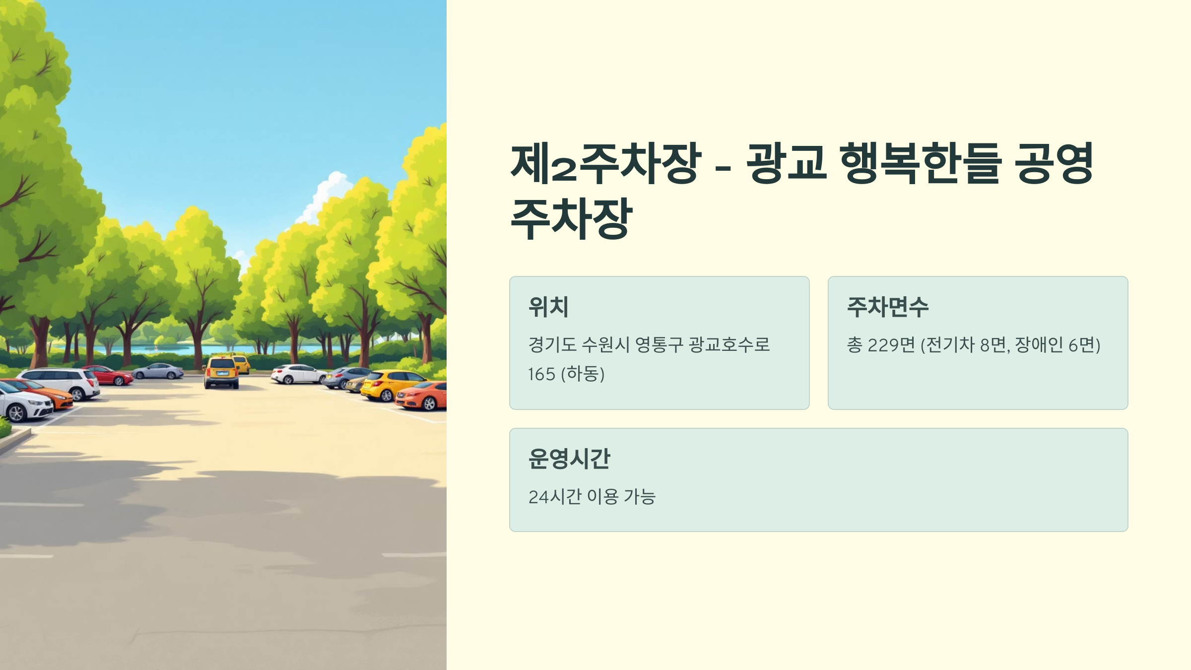 🚗 광교호수공원 주차장 : 위치, 요금, 꿀팁까지!