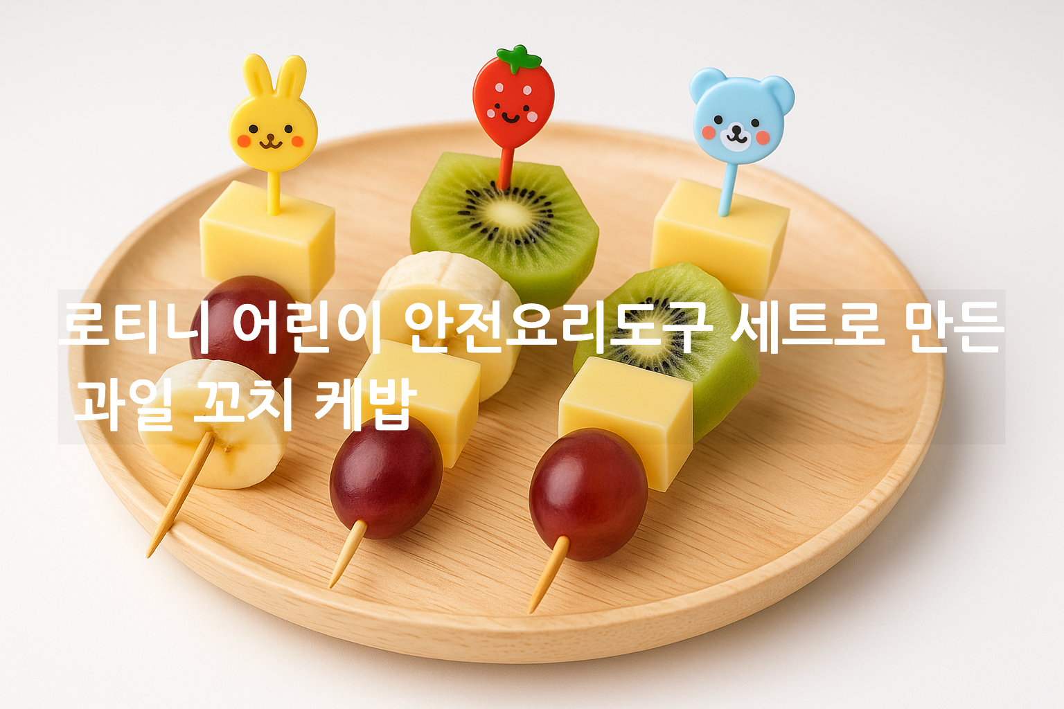 로티니 어린이 안전요리도구 세트로 만든 과일 꼬치 케밥