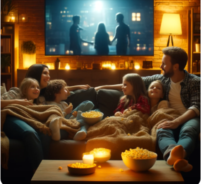 가족들과 영화보는 모습