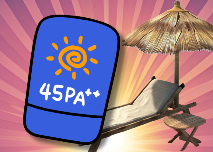 썬배드-배경의-파란색-자외선차단제