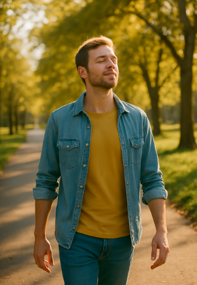 비타민D 흡수를 위해 햇빛을 쬐는 모습
