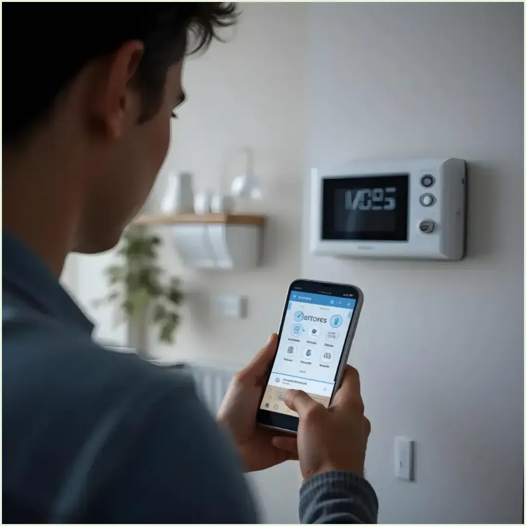 스마트폰 앱으로 에어컨과 조명을 원격 제어하는 인터페이스