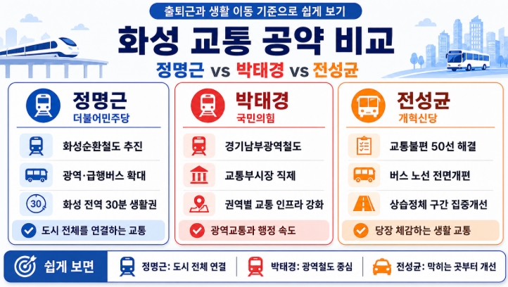 2026 화성시장 후보 공약 비교 정명근 박태경 전성균 핵심정리