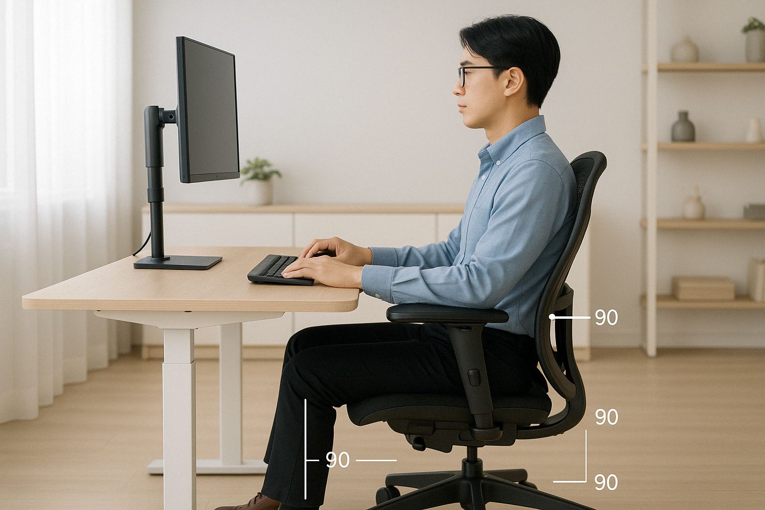 인체공학적 작업 환경에서의 올바른 자세