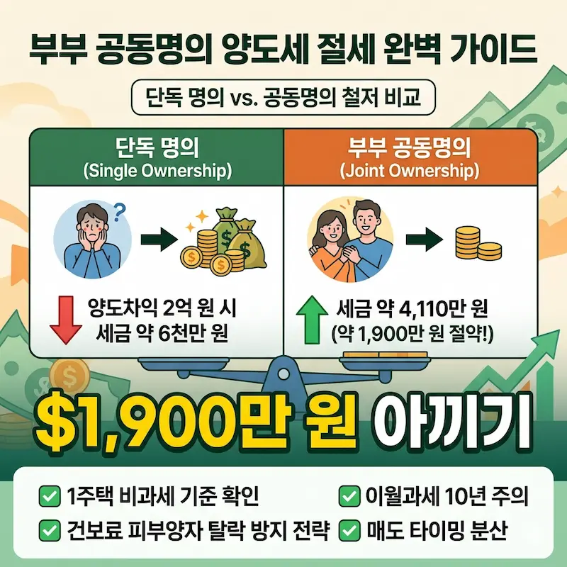 부부 공동명의 양도세 계산 방법 ❘ 단독명의 비교 ❘ 절세 전략 3가지