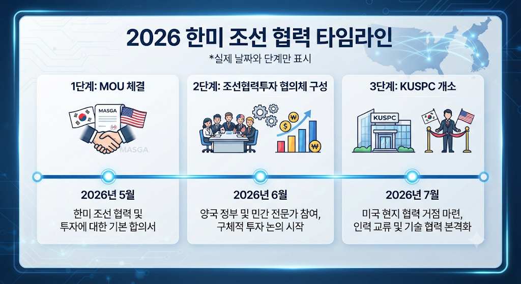 한미 조선 협력 MOU 이후 투자협의체와 조선협력센터 개소 과정