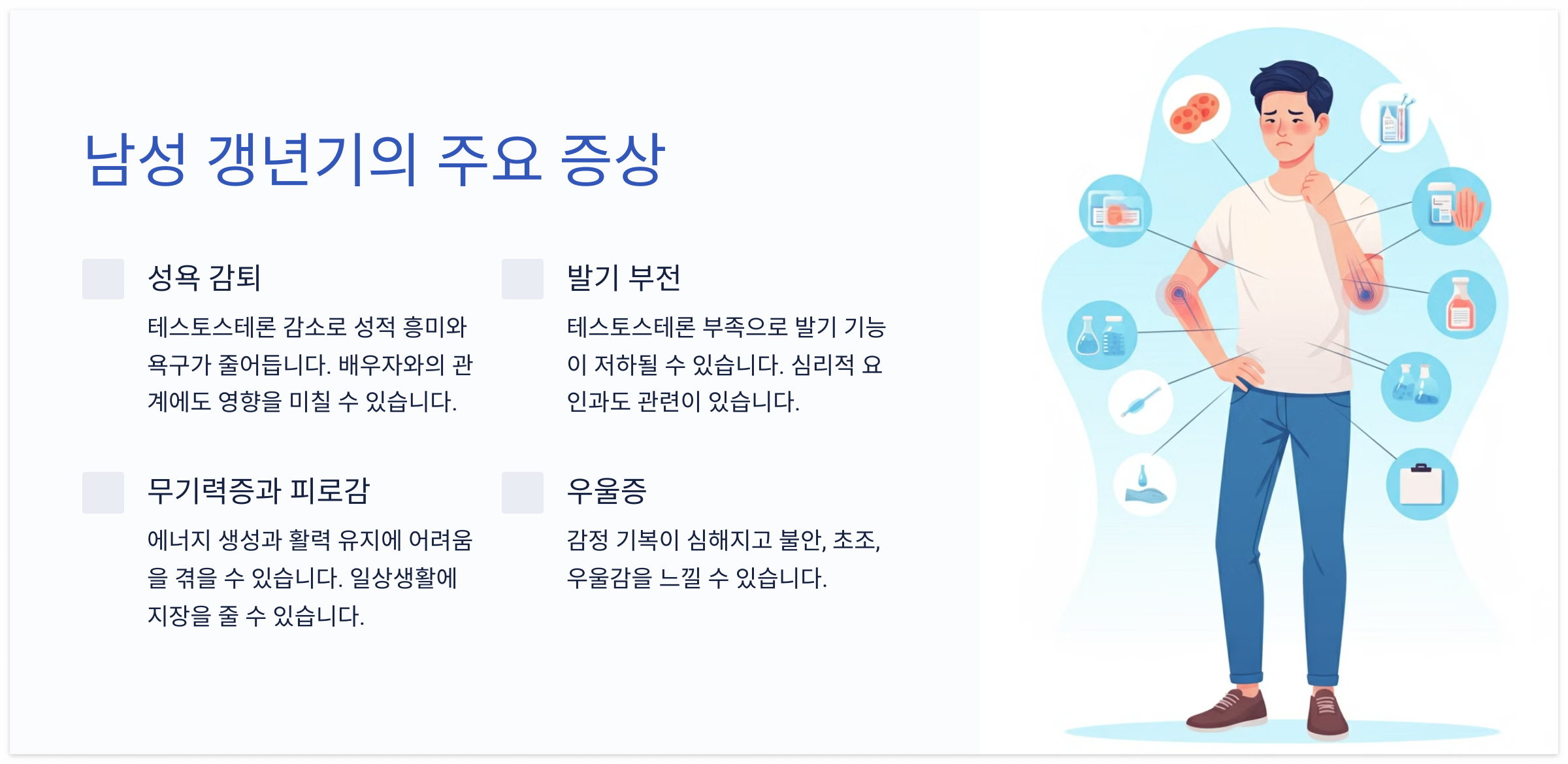 갱년기-주요 증상-성욕 감퇴-발기 부전-무기력증-우울증