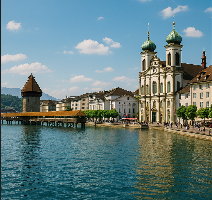 스위스의 루가노 도시의 아름다운 풍경