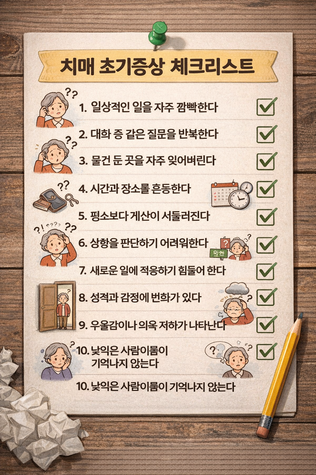 치매 초기 증상 체크리스트10가지