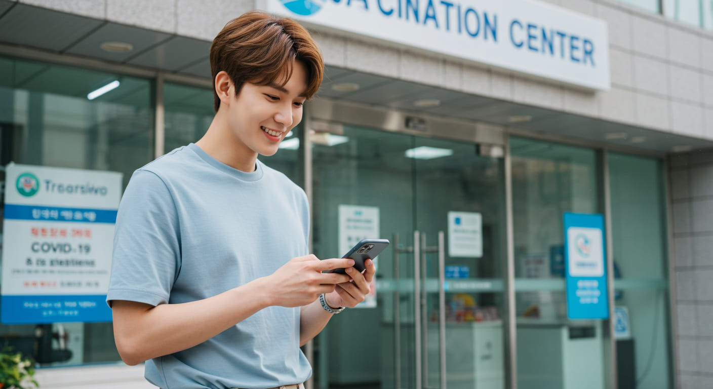 필수 예방접종 무료 지원 상담받는 한국인 남성