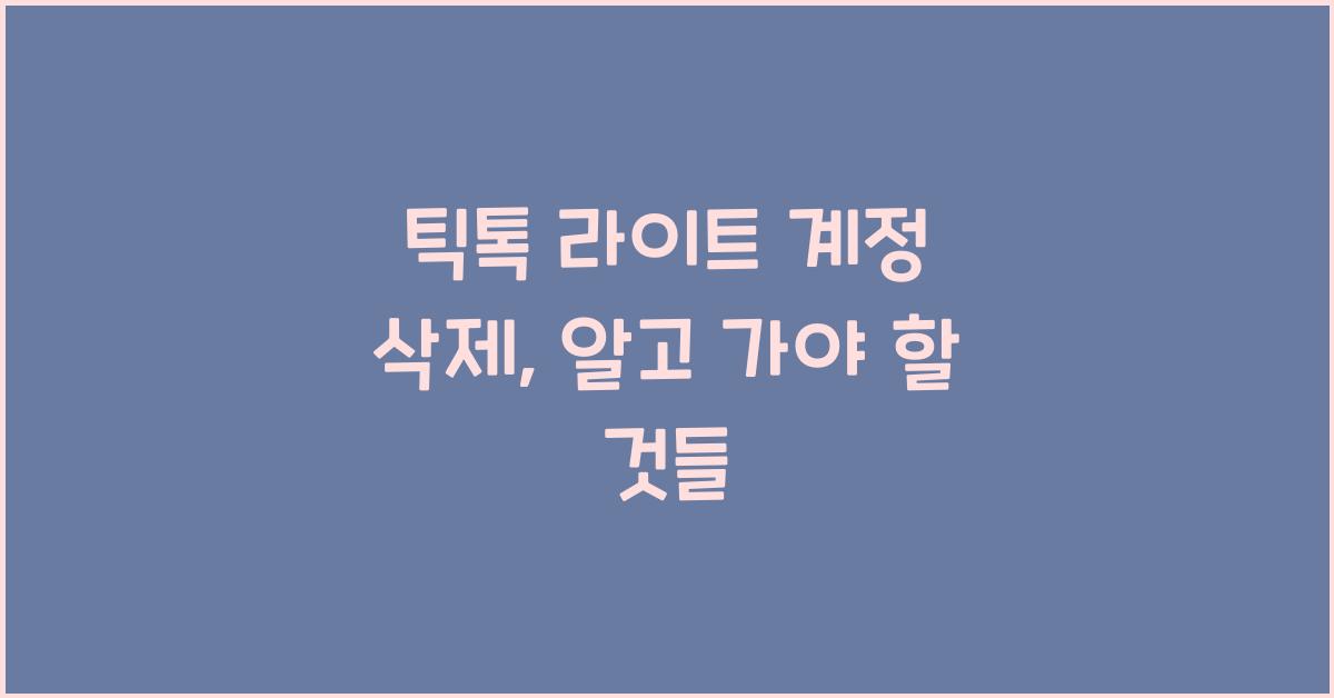 틱톡 라이트 계정 삭제