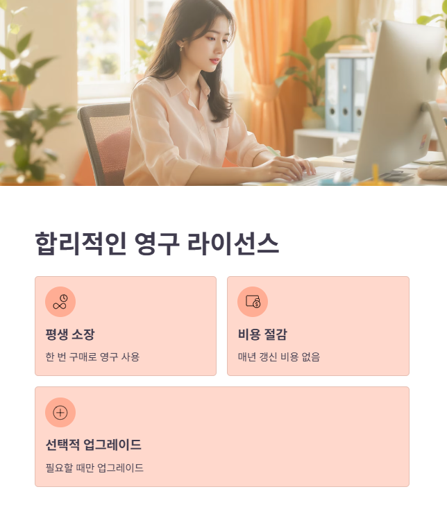 첫 번째 장점: 합리적인 영구 라이선스 비용