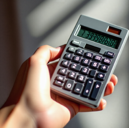 계산기를 들고 있는 손