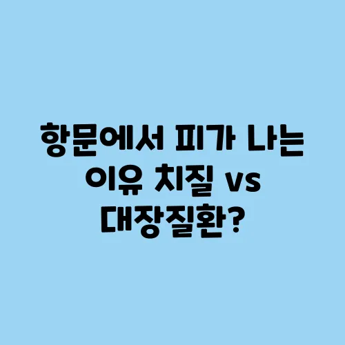 항문에서 피가 나는 이유 치질 vs 대장질환?