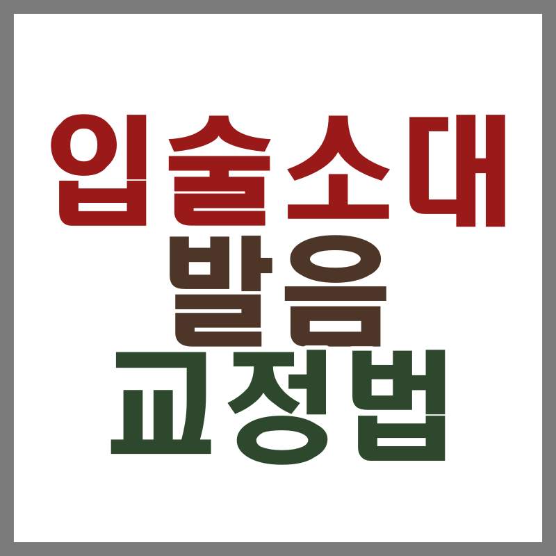 입술소대 발음 교정법