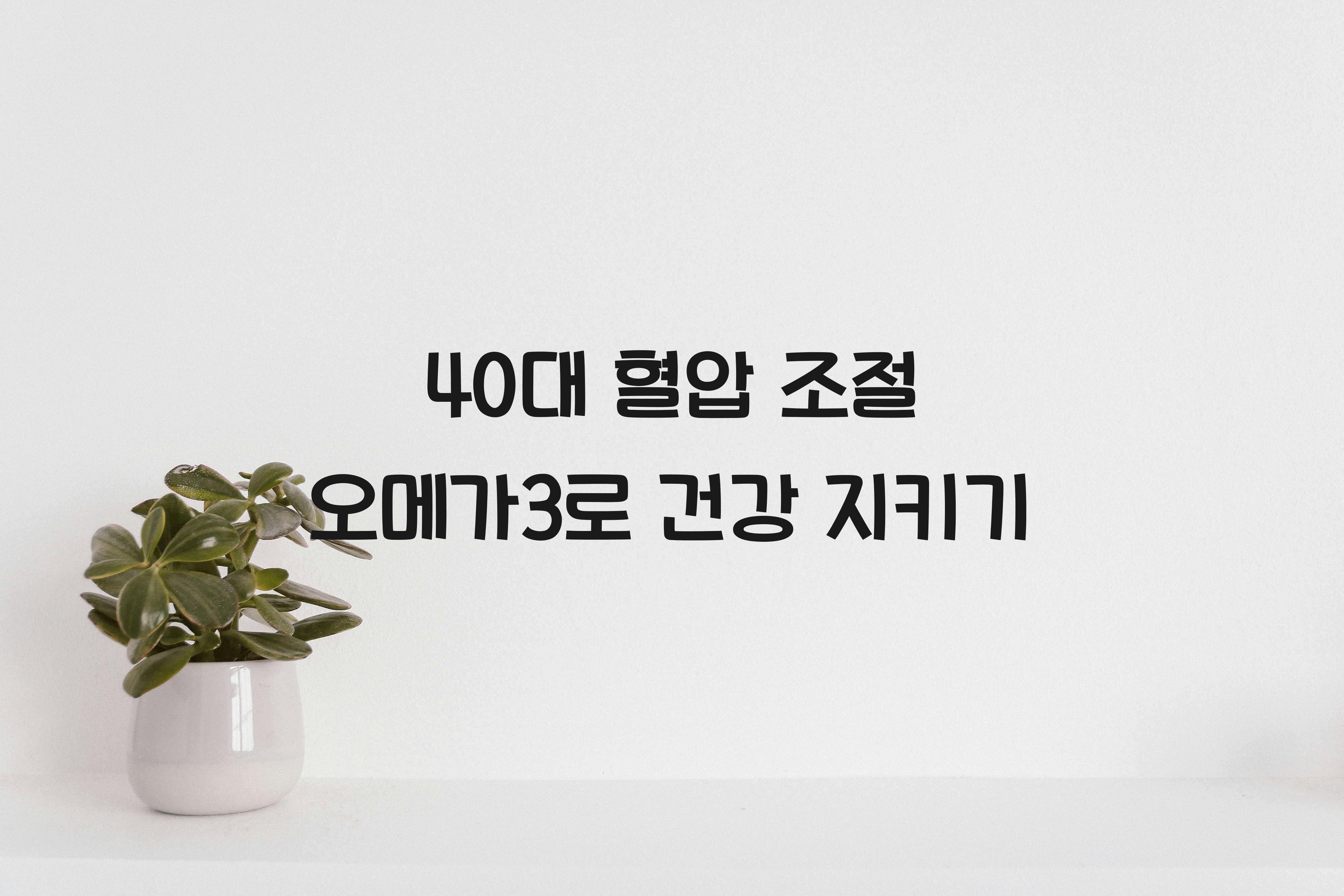 40대 혈압 조절 오메가3