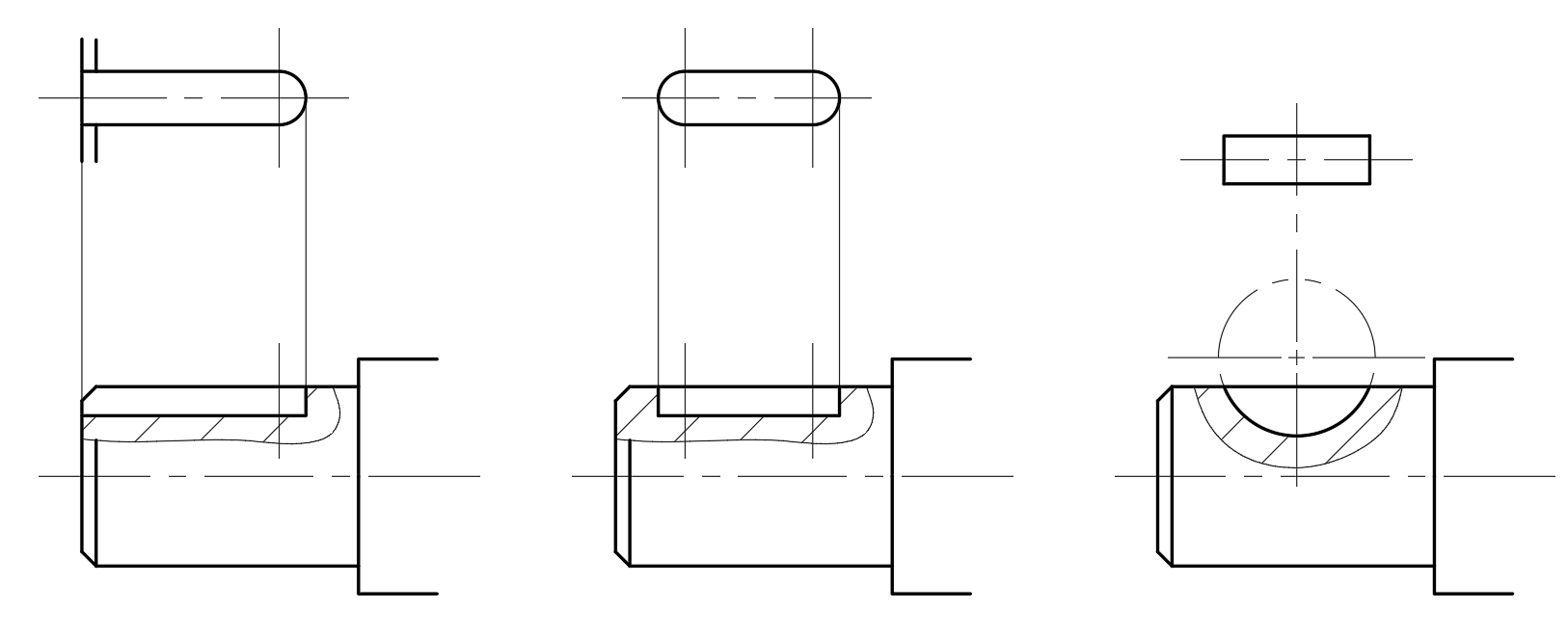 축에서의-키홈의-국부-투상도