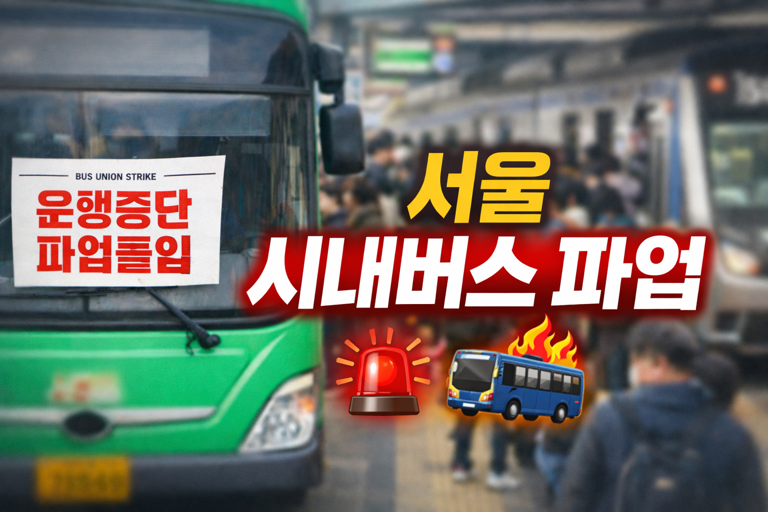 [속보] 서울 시내버스 파업 돌입! 지하철&middot;택시 혼잡 폭증! 정부&middot;서울시 대책