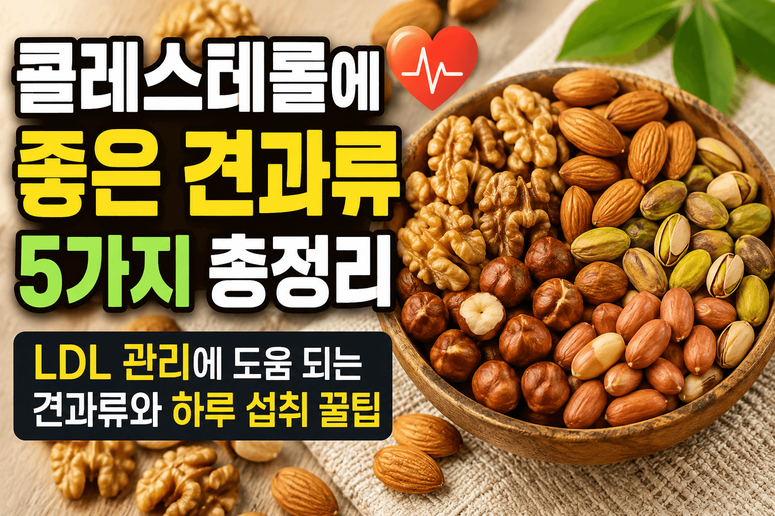 콜레스테롤 관리에 좋은 견과류 5가지와 LDL 관리법