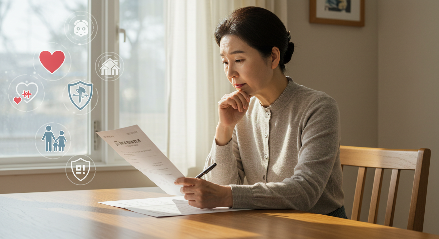 가족을 위해 암보험을 고민 중인 한국인 주부의 모습