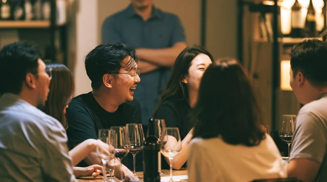 와인 이야기를 나누는 회원들