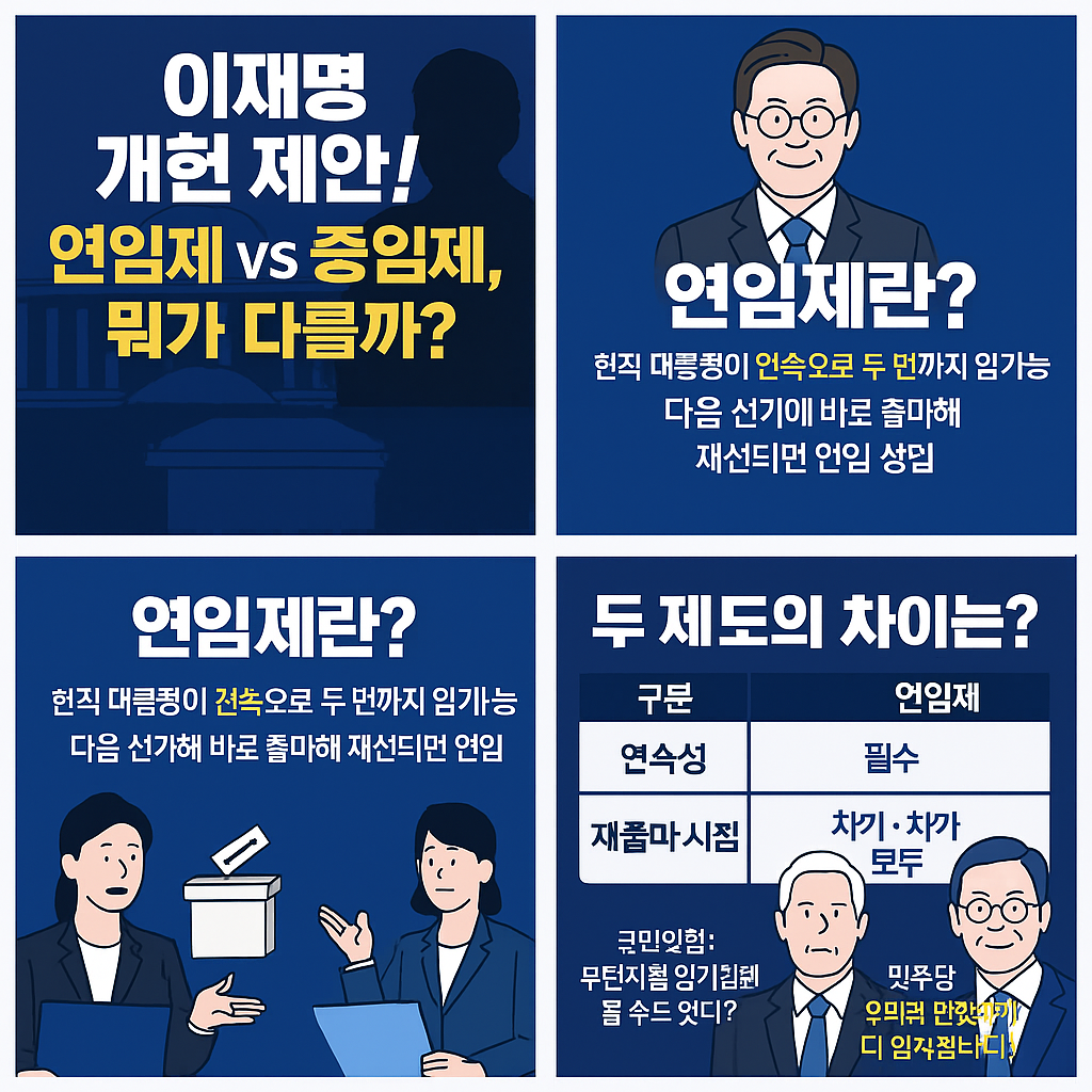 연임제 중임제 차이점과 장단점 정리! 이재명 4년 연임제 개헌안 핵심