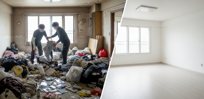 합천 고독사청소 및 정리 후 도배