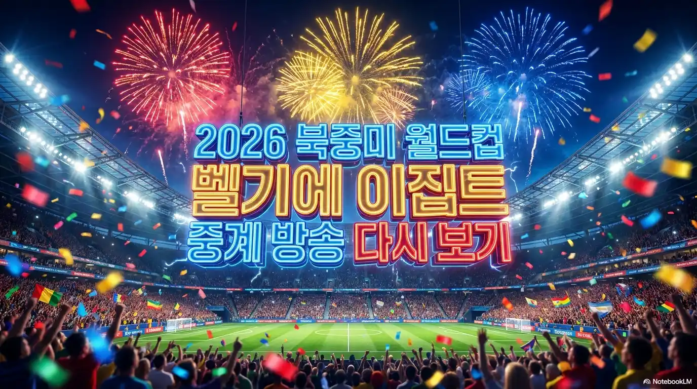 2026 북중미 월드컵 벨기에 이집트 중계 방송 다시보기 썸네일 - 화려한 폭죽과 응원 인파가 가득한 축구 경기장