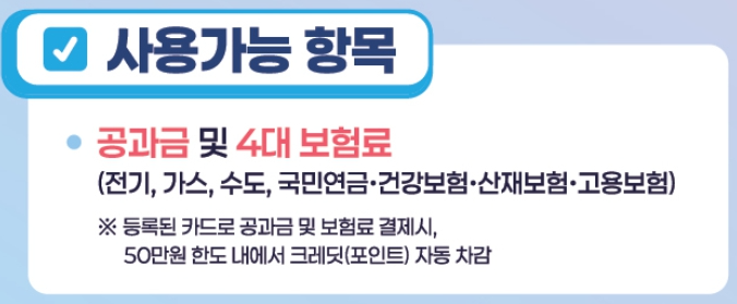 부담경감 크레딧 사용 가능 항목