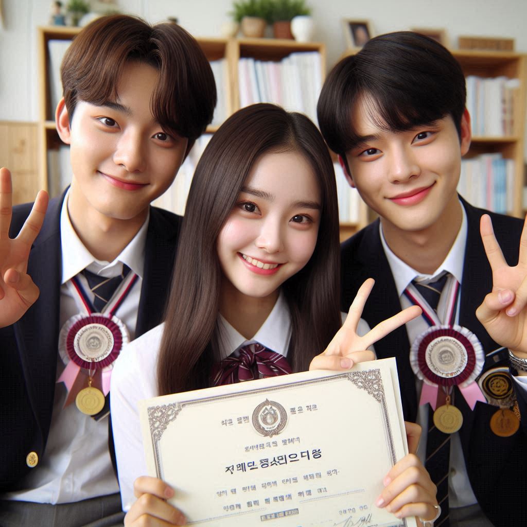 고등학생이 자격증 취득해서 기뻐하는 모습