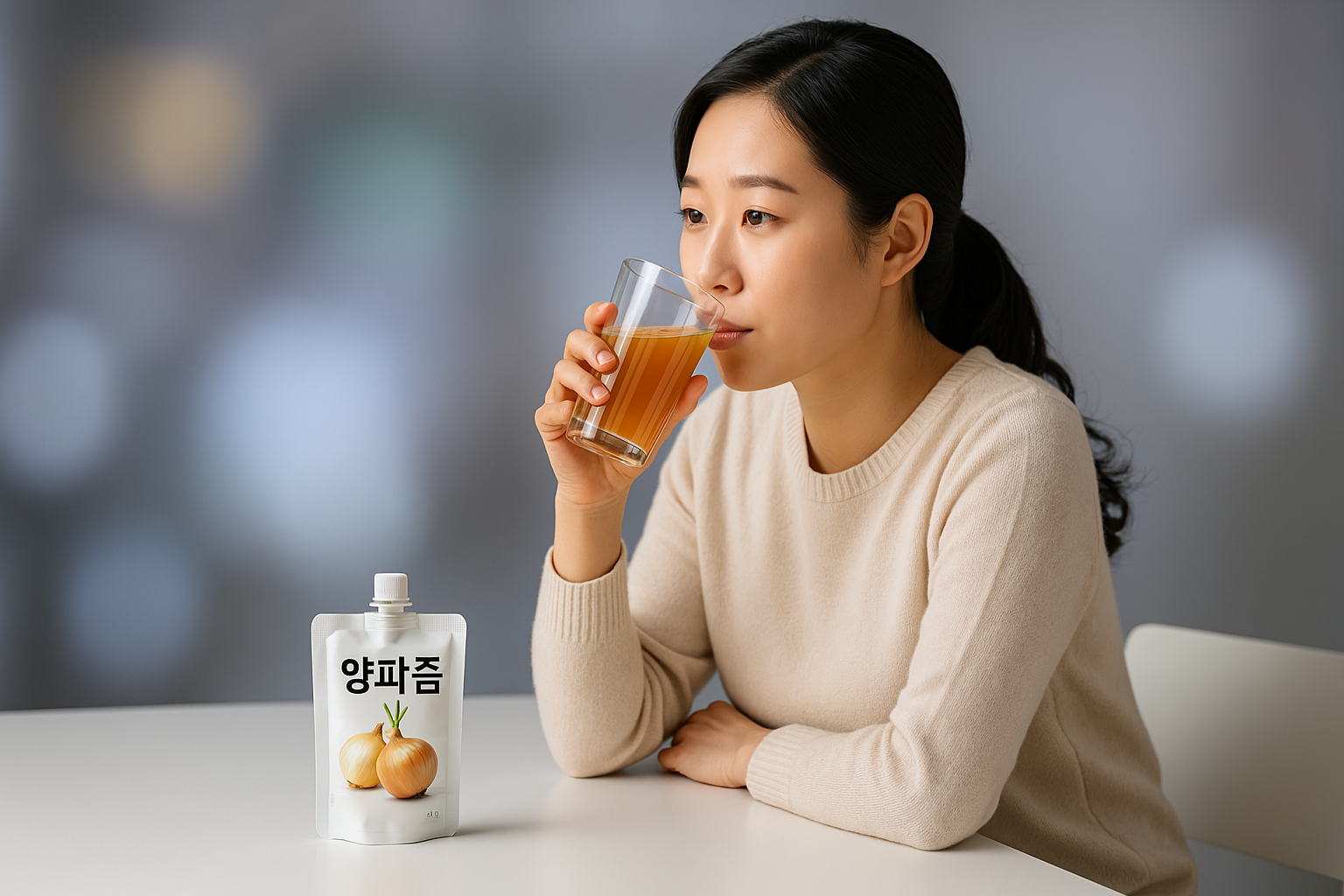 양파즙 마시는 이미지