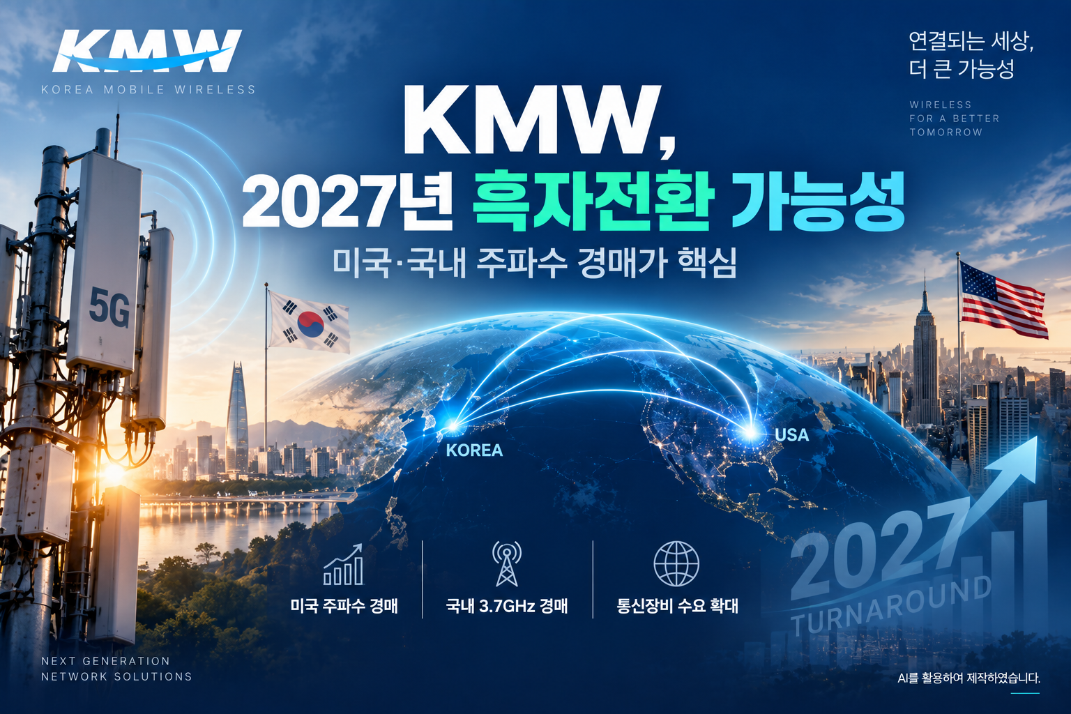 미국·국내 주파수 경매와 통신장비 수요 확대로 2027년 흑자전환이 전망되는 KMW