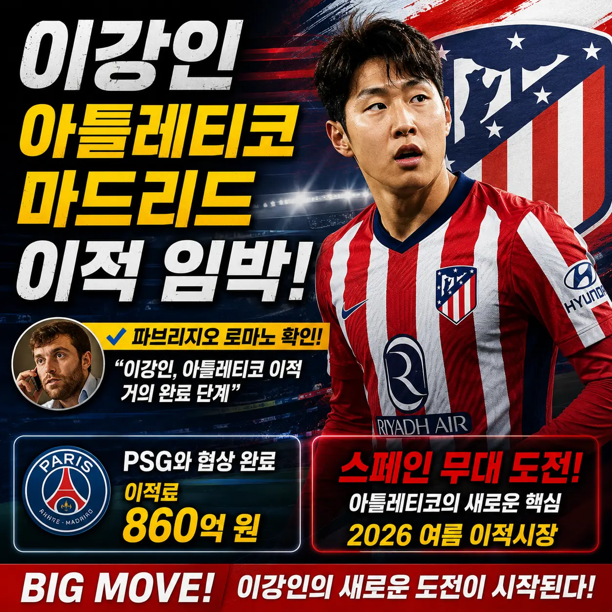 이강인 아틀레티코 마드리드 이적 임박 &mdash; 파브리지오 로마노 확인&middot;이적료 860억&middot;그리즈만 후계자 총정리