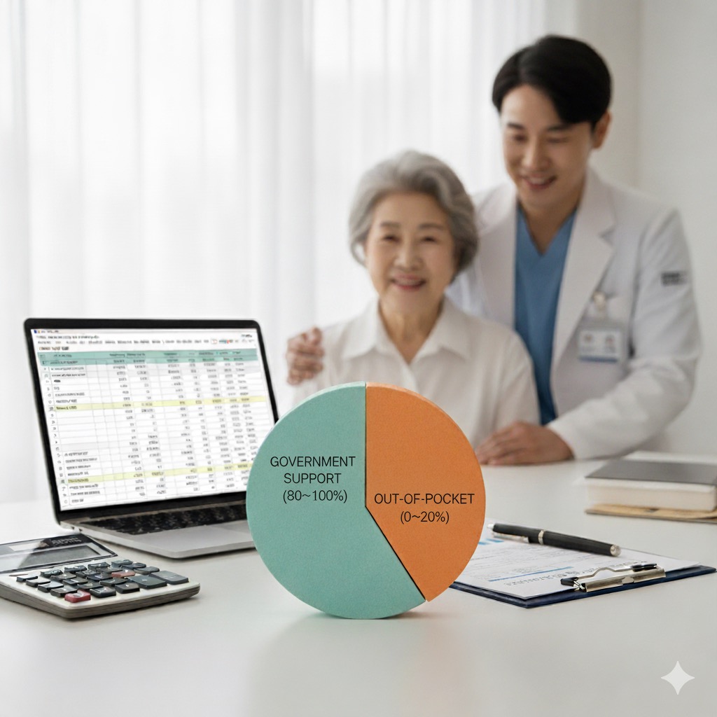 정부 지원과 본인 부담금 그래프