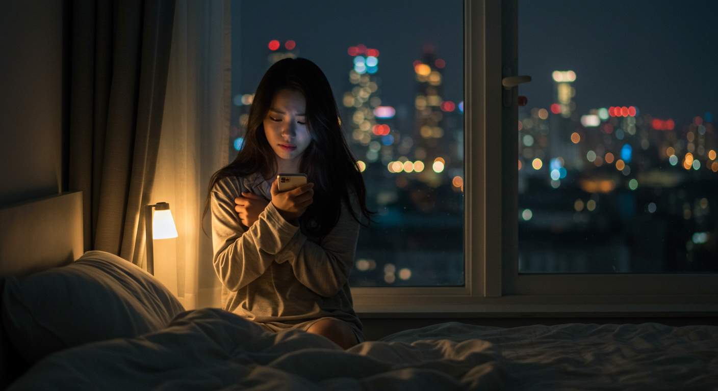 A Korean woman talking to an AI friend