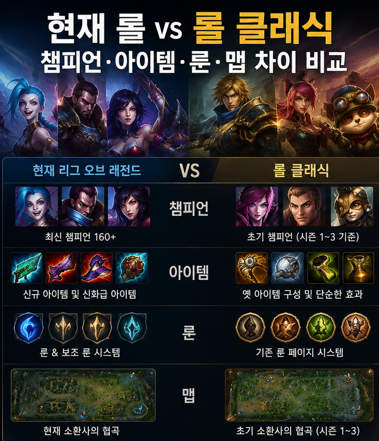 현재 롤 vs 롤 클래식