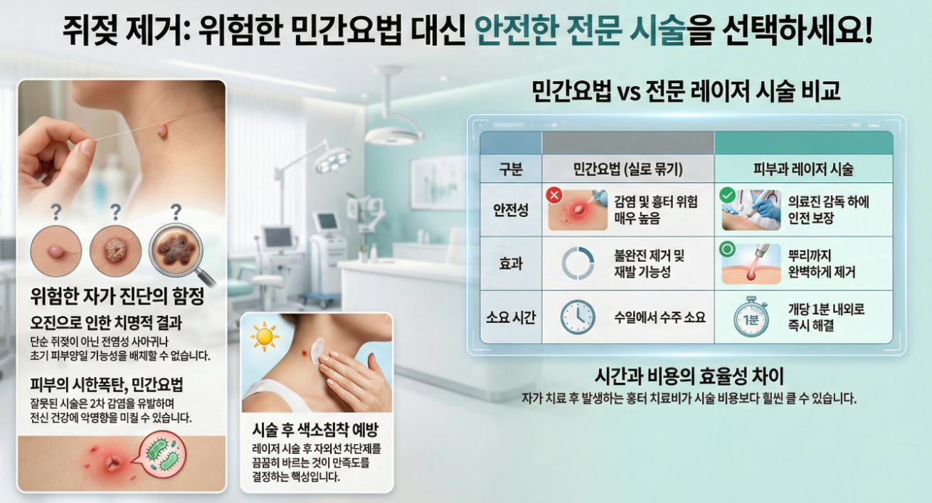 쥐젖 제거 안전한 전문 시술을 선택 인포그래픽