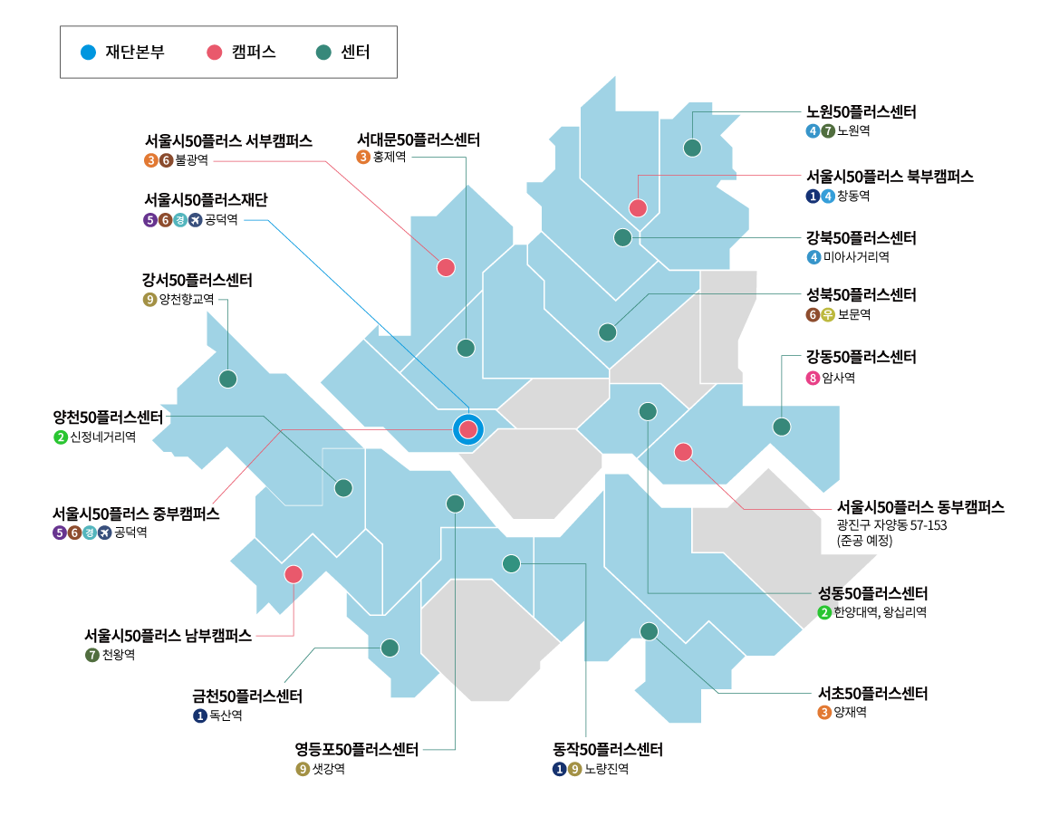 서울시50플러스 중장년 지원 정책 서울런4050