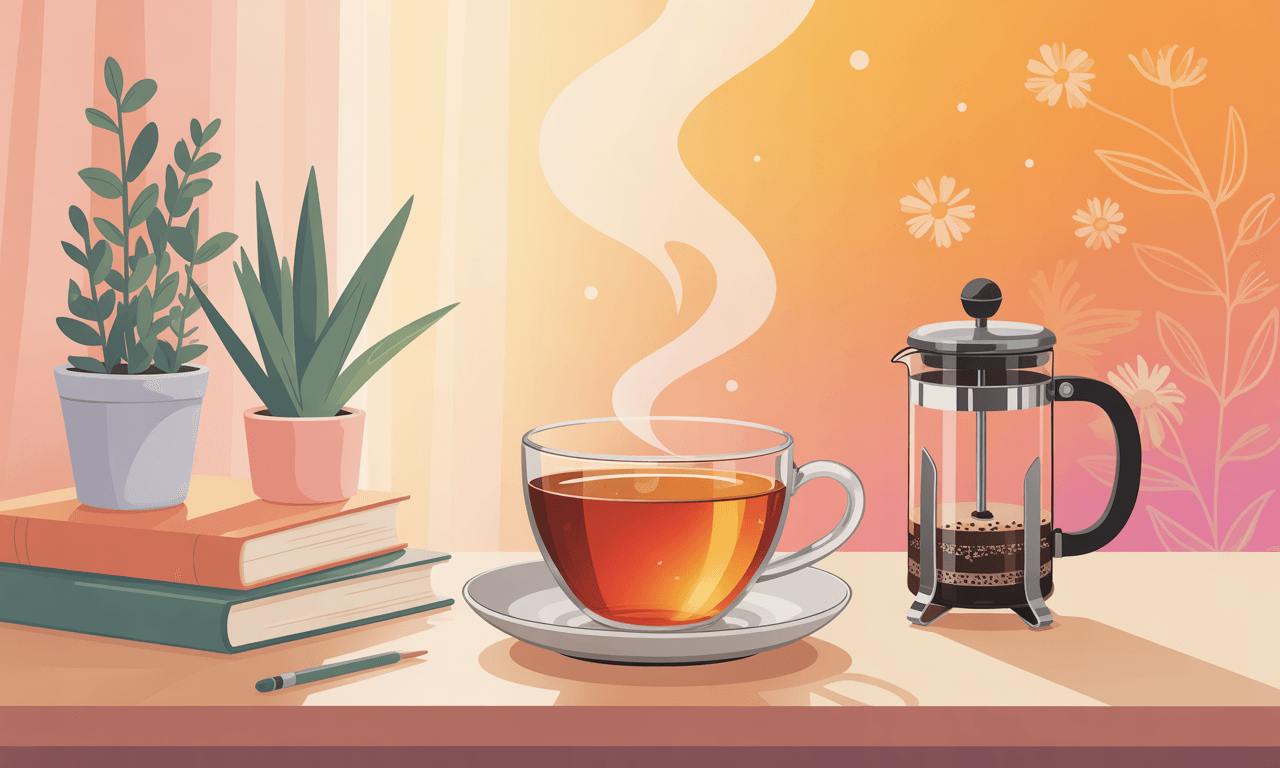 20대-여성-장염-원인-따뜻한-허브차가-있는-모습