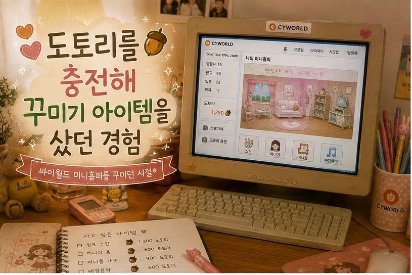 싸이월드 미니홈피에서 도토리를 충전해 꾸미기 아이템을 구매하던 시절의 모습
