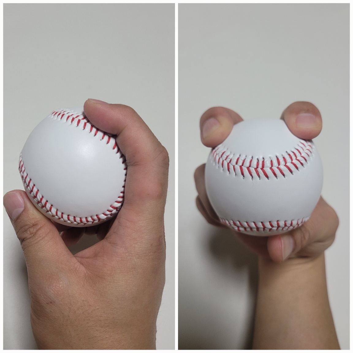 투심 패스트볼 그립 측면 정면