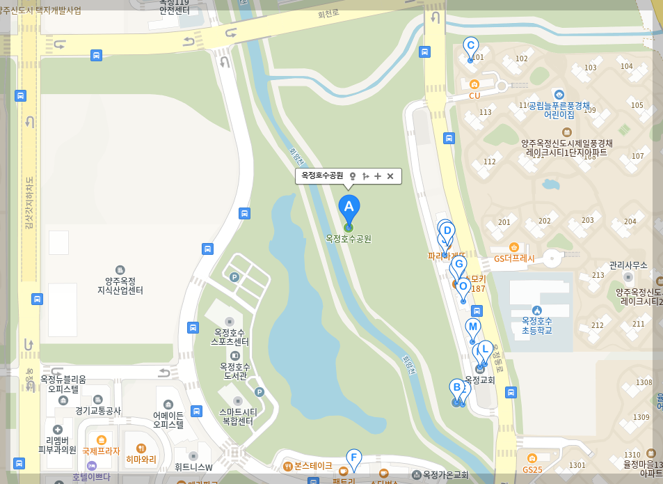 옥정호수공원-지도