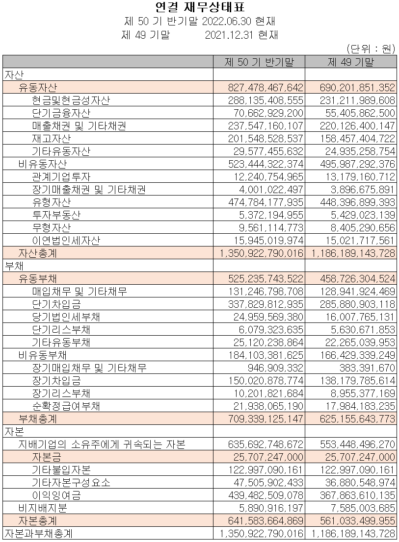 동진쎄미켐 - 재무상태표