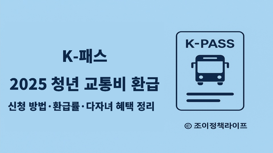 K-패스 2025 청년 교통비 환급 신청 방법, 환급률, 다자녀 혜택 정리. ⓒ 조이정책라이프