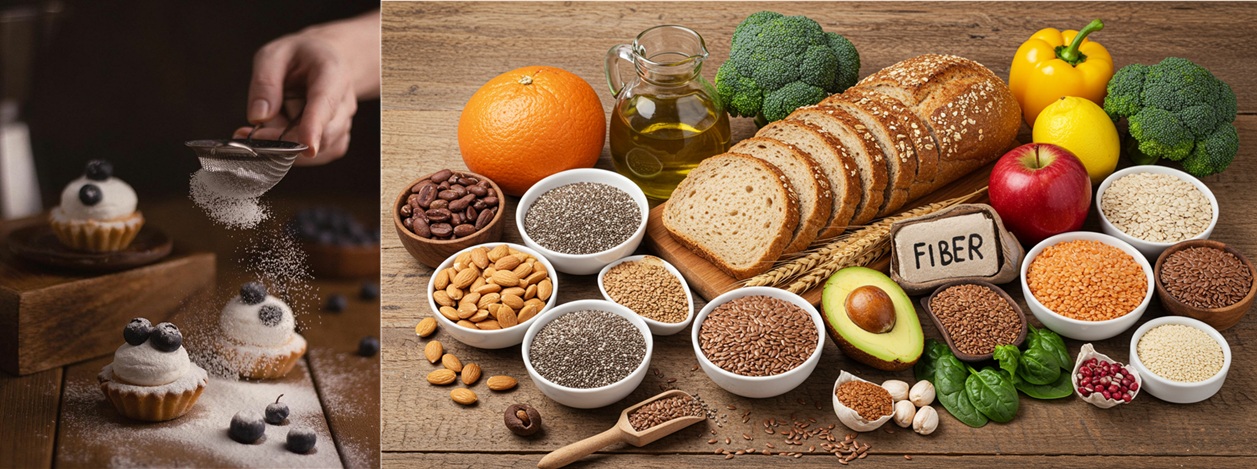설탕, 섬유질 음식