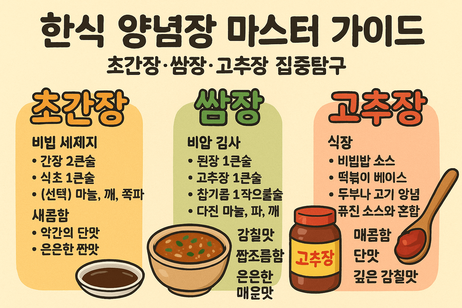 한식 양념장 마스터 가이드: 초간장·쌈장·고추장 집중탐구