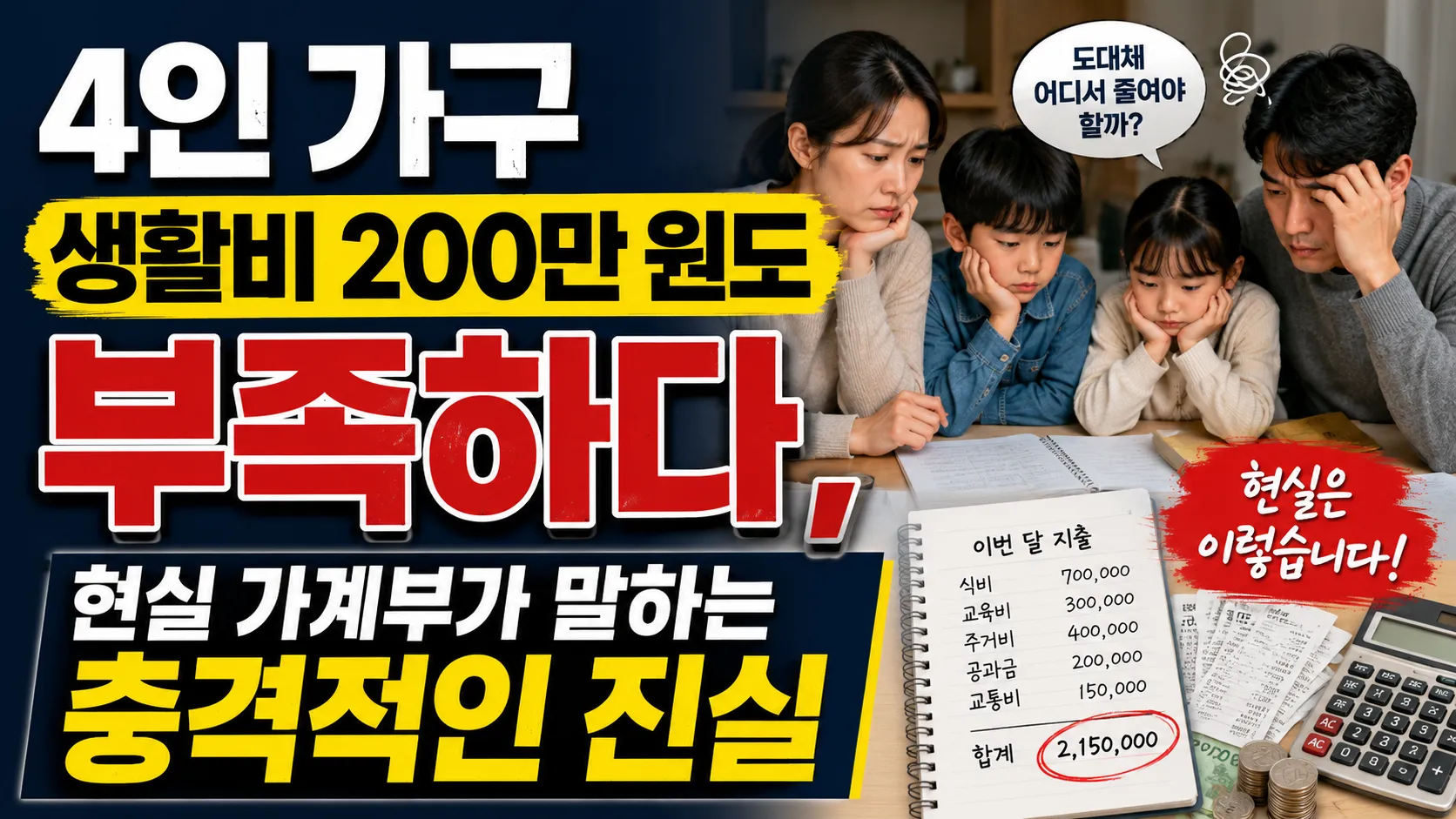 4인 가구 생활비 200만 원도 부족하다