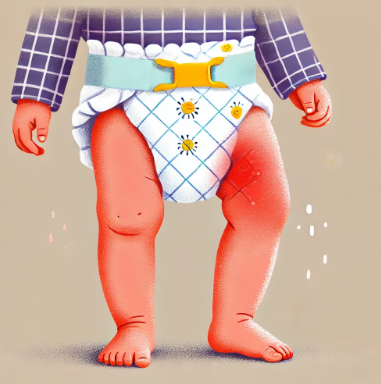 기저귀발진으로 엉덩이가 붉어진 아기 피부 사진