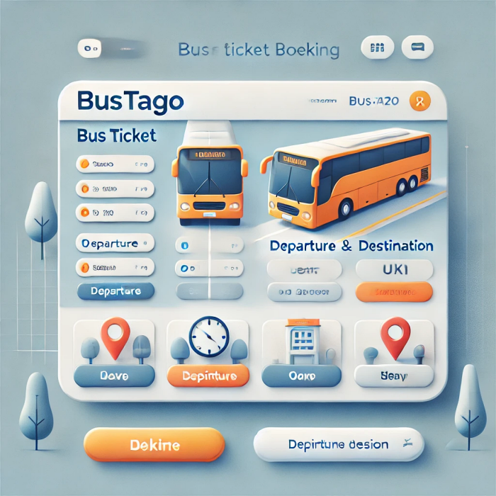 버스타고 웹사이트에서 출발지와 도착지를 선택해 버스 예매를 진행하는 화면